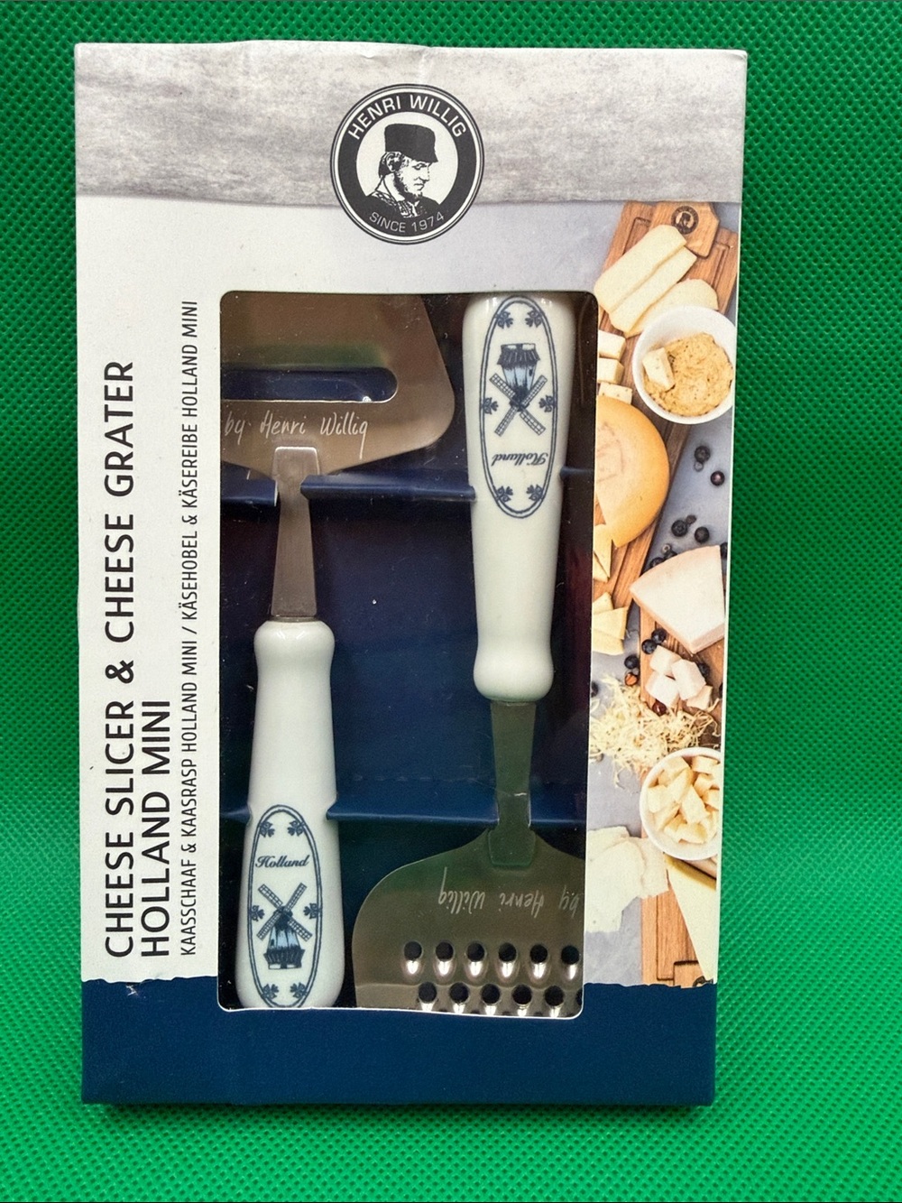 Henri Willig Holland Mini Cheese Slicer & Grater - White & Blue